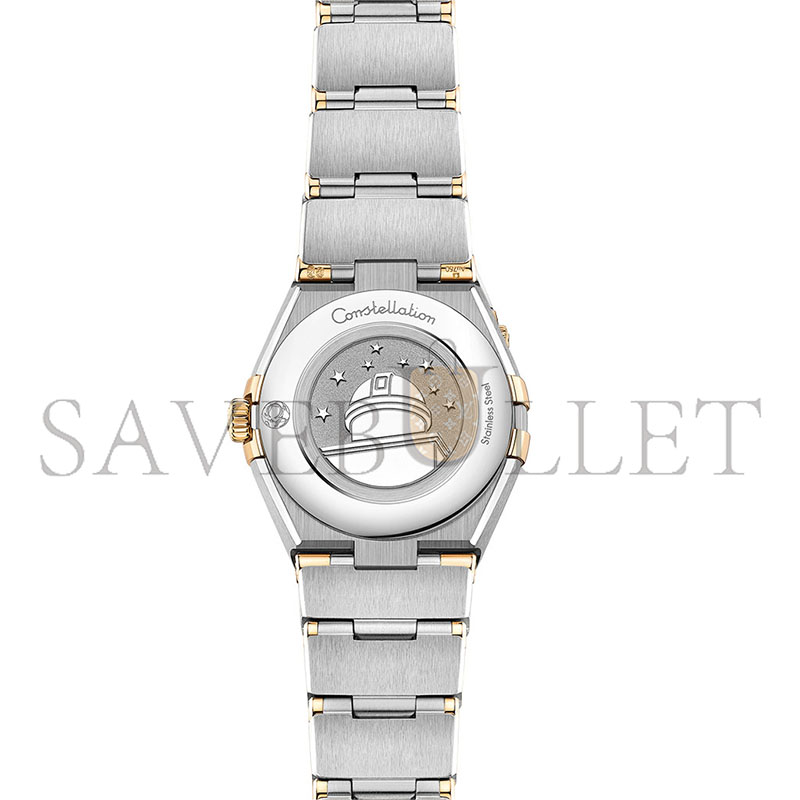 0me*ga constellation meteorite 25mm grey dial D1am0nd dots steel & yellow gold bracelet watch o13125256099002